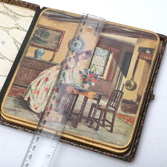 Vintage Win-El-Ware English Large Coasters Victorian Crinoline Pub x 6 with Case - Picture 4 of 14